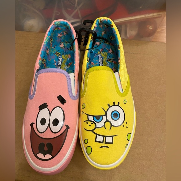 SpongeBob SquarePants & Patrick Slip on Canvas Sneakers 8 1/2 - Picture 1 of 12